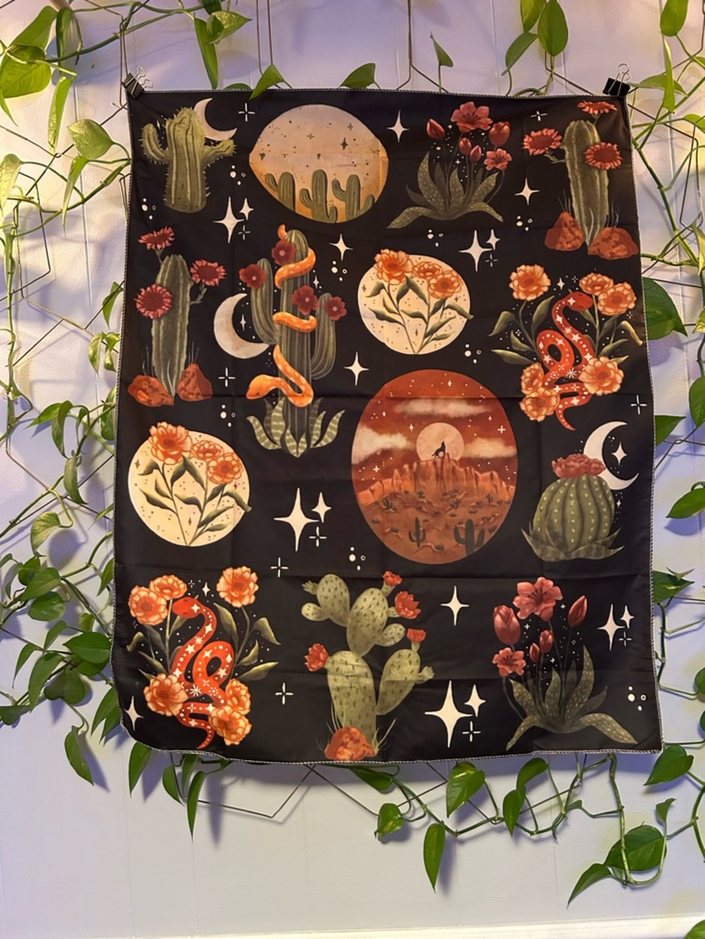 New desert tapestry cactus floral snake star wall decor gift moon plants wolf
